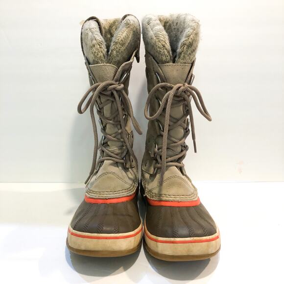 Sorel Joan of Arctic II Fossil Taupe Beige Knit Boots - Picture 3 of 7